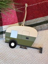 Load image into Gallery viewer, Camper Ornament | Personalized camping Christmas ornament | retro camper Christmas ornament | Glamping ornament