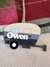 Load image into Gallery viewer, Camper Ornament | Personalized camping Christmas ornament | retro camper Christmas ornament | Glamping ornament