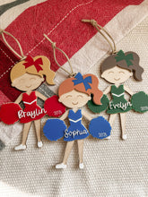 Load image into Gallery viewer, Cheerleader Ornament | Personalized girls Christmas ornament | girls dance ornament | girls cheer ornament