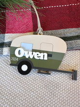 Load image into Gallery viewer, Camper Ornament | Personalized camping Christmas ornament | retro camper Christmas ornament | Glamping ornament