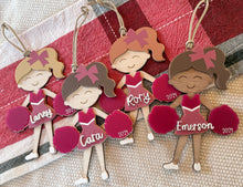 Load image into Gallery viewer, Cheerleader Ornament | Personalized girls Christmas ornament | girls dance ornament | girls cheer ornament