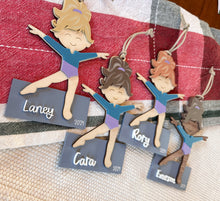 Load image into Gallery viewer, Gymnastics Ornament | Personalized girls Christmas ornament | girls gymnast ornament | girls tumbling ornament