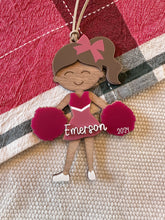 Load image into Gallery viewer, Cheerleader Ornament | Personalized girls Christmas ornament | girls dance ornament | girls cheer ornament