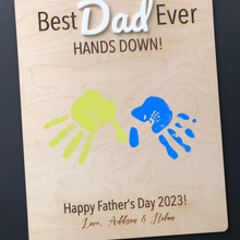 Load image into Gallery viewer, Father’s Day “Hands Down”Handprint board