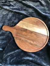Load image into Gallery viewer, 15" Round Acacia Wood Board with handle (Custom engraving included)