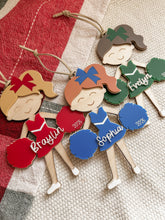 Load image into Gallery viewer, Cheerleader Ornament | Personalized girls Christmas ornament | girls dance ornament | girls cheer ornament
