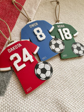 Load image into Gallery viewer, Personalized Soccer Ornament | Custom Soccer Christmas Ornament | Soccer ball ornament | Personalized Soccer Keepsake | Personalized Fútbol
