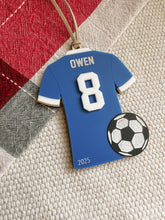 Load image into Gallery viewer, Personalized Soccer Ornament | Custom Soccer Christmas Ornament | Soccer ball ornament | Personalized Soccer Keepsake | Personalized Fútbol
