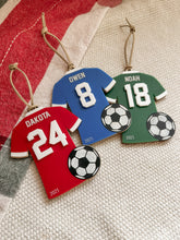 Load image into Gallery viewer, Personalized Soccer Ornament | Custom Soccer Christmas Ornament | Soccer ball ornament | Personalized Soccer Keepsake | Personalized Fútbol
