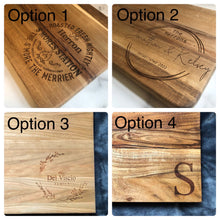 Load image into Gallery viewer, 12&quot; x 7&quot; Acacia Charcuterie Board (Custom Engraving Included)
