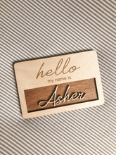 Load image into Gallery viewer, Hello my name is newborn photo name sign
