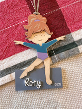 Load image into Gallery viewer, Gymnastics Ornament | Personalized girls Christmas ornament | girls gymnast ornament | girls tumbling ornament
