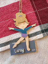 Load image into Gallery viewer, Gymnastics Ornament | Personalized girls Christmas ornament | girls gymnast ornament | girls tumbling ornament
