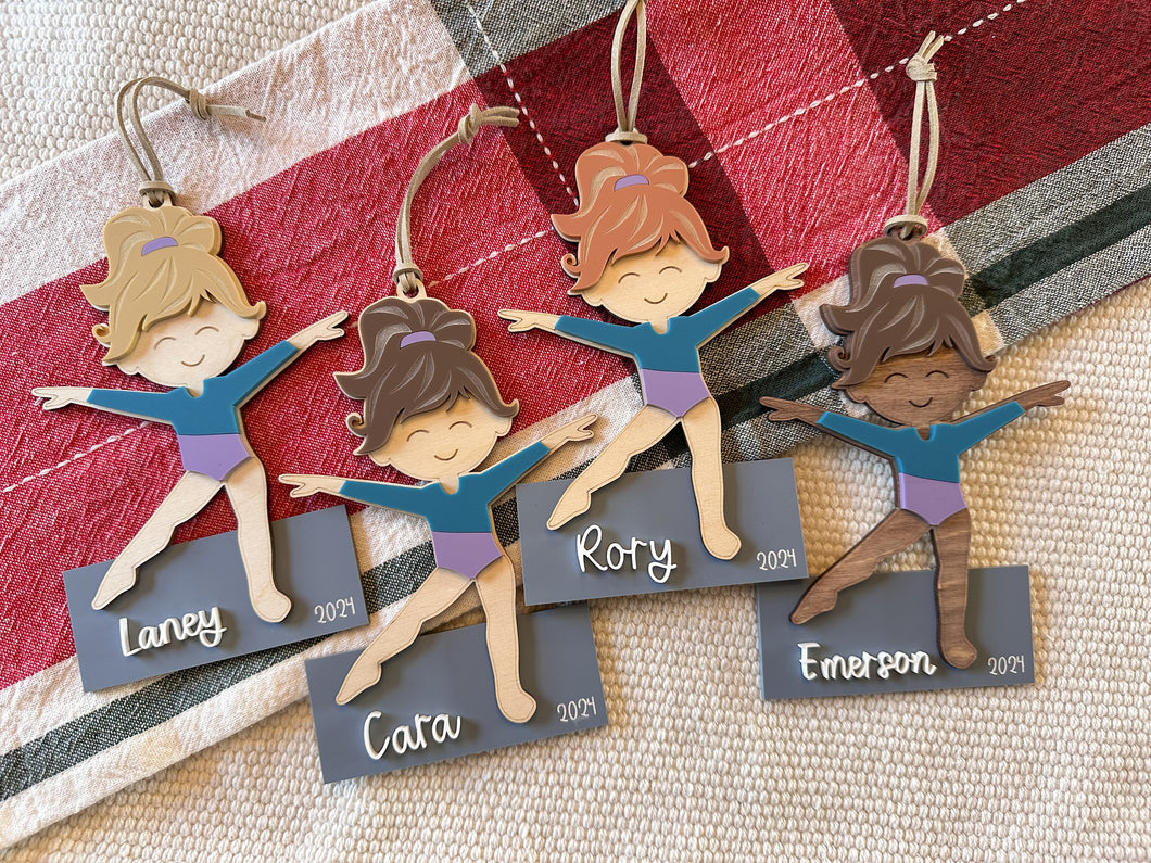 Gymnastics Ornament | Personalized girls Christmas ornament | girls gymnast ornament | girls tumbling ornament