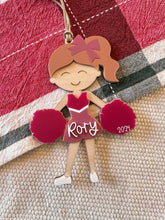 Load image into Gallery viewer, Cheerleader Ornament | Personalized girls Christmas ornament | girls dance ornament | girls cheer ornament
