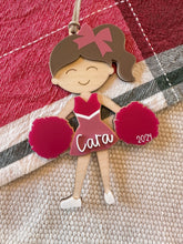 Load image into Gallery viewer, Cheerleader Ornament | Personalized girls Christmas ornament | girls dance ornament | girls cheer ornament
