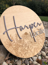 Load image into Gallery viewer, Harper - Floral Engraved Name Sign
