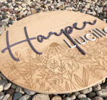 Load image into Gallery viewer, Harper - Floral Engraved Name Sign
