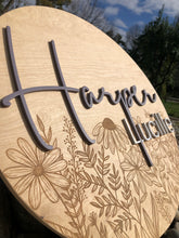 Load image into Gallery viewer, Harper - Floral Engraved Name Sign
